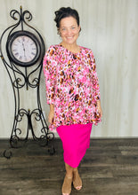 Samantha Ruffle High Low Tunic-Pink Leopard