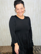 Misty Ruffle Tiered Dress-Black