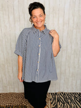 Rylee Navy & White Striped Top