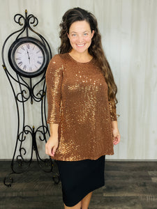 Shimmer Threaded Tunic- Copper Bronze