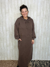 Cozy On Up Ribbed Lounge Dress- Chocolate