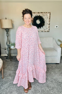 Michella High Low Dress-Peachy Pink Floral