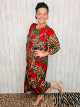 Missy Midi Length Animal Print & Roses Dress