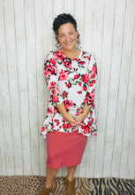 Samantha Ruffle High Low Tunic-Ivory Rose