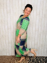Mallory Green & Navy Patchwork Dress