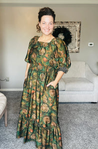 PREORDER: Lovely In Green- Modest Square Neckline Dress