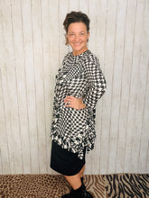 Cynthia Ruffle High Low Tunic-Houndstooth
