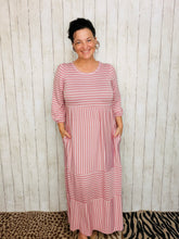 Lillian Striped Dress- Mauve