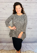 Tara Sharkbite Tunic-Gray Leopard Print