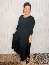 Tonya Marie Tiered Dress- Midi Length-Black