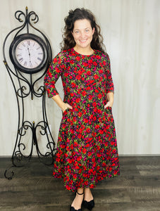 Brenda Red Floral Dress