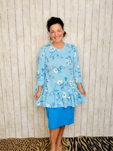 Jenny Ruffle High Low Tunic-Blue Floral