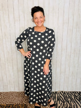 Polkadot Square Neck Dress- Black