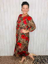 Missy Midi Length Animal Print & Roses Dress
