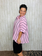 Rylee Pink & Grey Striped Top