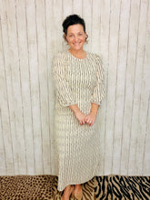 Jennifer Textured Midi Dress- Ivory & Black