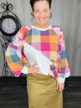 Tammie Raglan Plaid & Floral Pullover