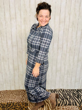Adorable In Plaid Lounge Dress-Navy Plaid