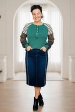 Gina Leopard & Stripes Ribbed Top