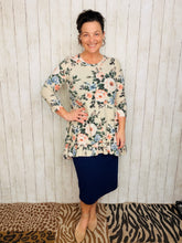 Samantha Ruffle High Low Tunic-Ivory Floral