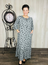 Rena Charcoal & Ditsy Floral Print Dress