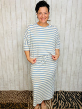 Marissa Ribbed Skirt- Blue Striped