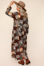Kaylee Collared Animal Print Patchwork Dress