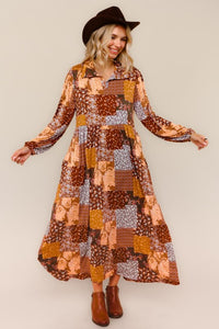 Kaylee Collared Fall Patchwork Dress