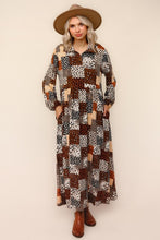 Kaylee Collared Animal Print Patchwork Dress
