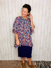 Samantha Ruffle Sleeve & High Low Tunic-Purple Floral