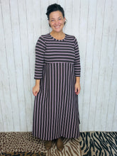 Everyday Style Dress- Brown & Pink Stripes
