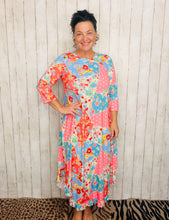 Veronica Ruffle Swing Dress- Pink Patchwork