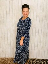 Georgiana Navy Square Neck Dress