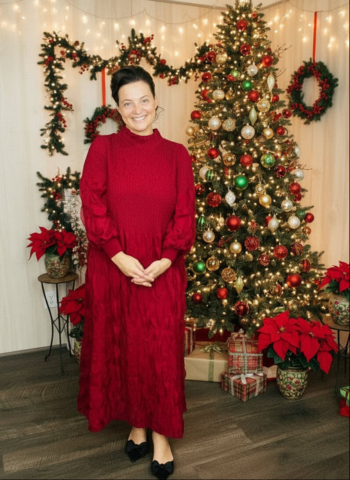 Ruffles & Class Dress- Burgundy