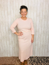 Ribbed Lounge Dress- Pink Striped