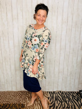 Samantha Ruffle High Low Tunic-Ivory Floral