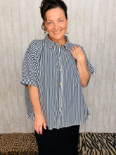 Rylee Navy & White Striped Top