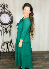 Tonya & Bows Textured Dress- Hunter Green