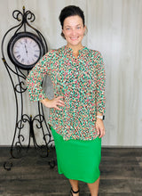 Valarie Green & Coral Top