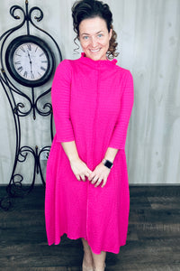Jaqueline Vintage & Textured Dress- Hot Pink