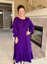 Kayla Ruffle Sleeves Dress-Purple