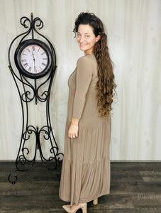 Tonya & Wood Button Dress- Toffee