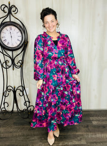 Jamie Smocked Waist Dress- Plum Floral