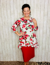 Samantha Ruffle High Low Tunic-Ivory Rose