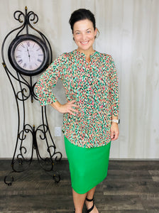 Valarie Green & Coral Top