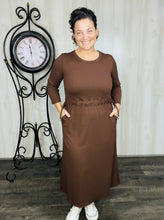 Ribbed Lounge Dress- Chocolate Brown