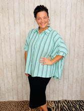 Rylee Mint & Grey Striped Top