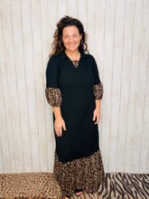 Black & Leopard Textured Dress