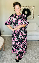 Power On The Day Dress- Black & Pink Floral