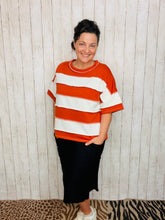 French Terry Striped Top- Orange